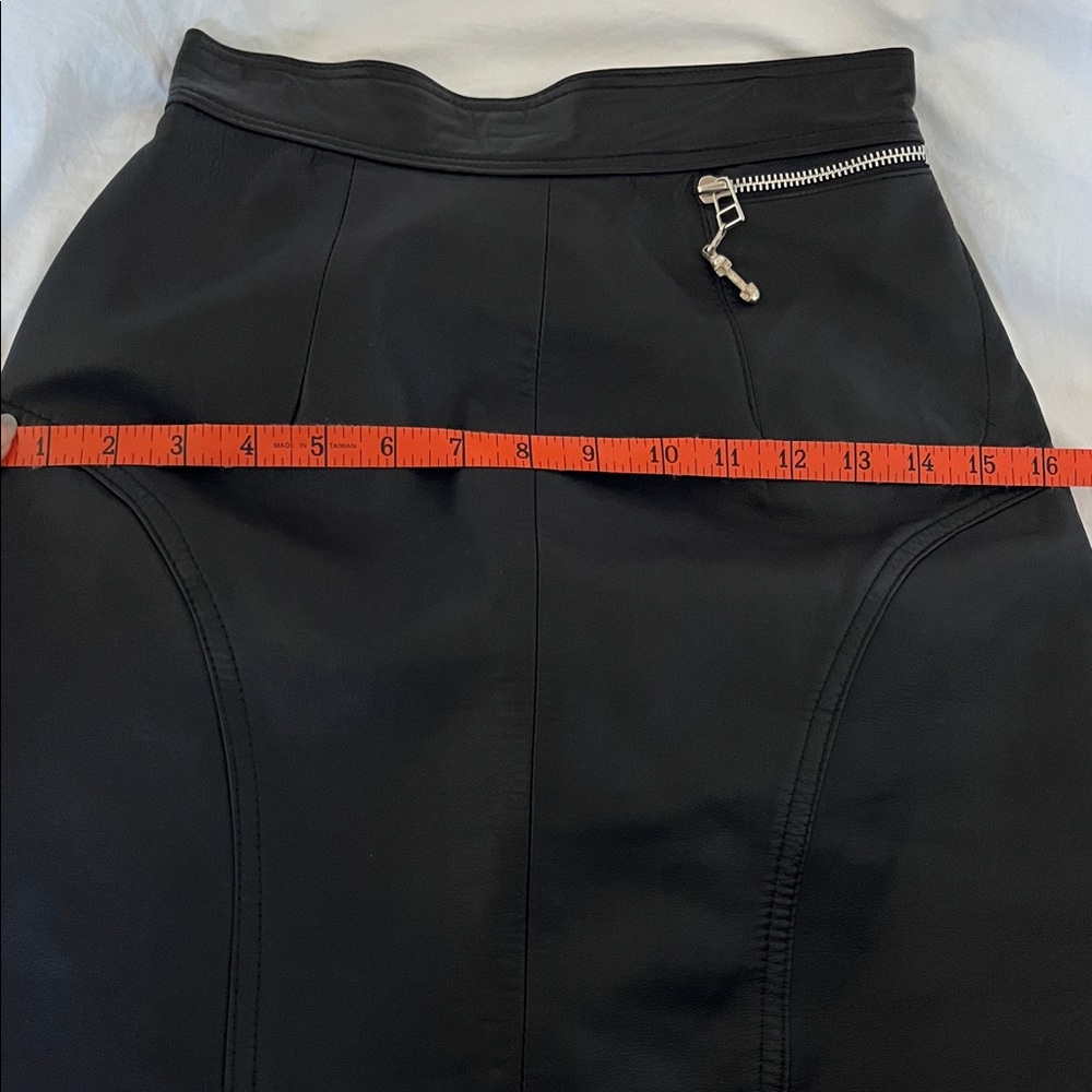 Caché women’s vintage black leather tight high waisted mini skirt biker goth - Picture 11 of 12